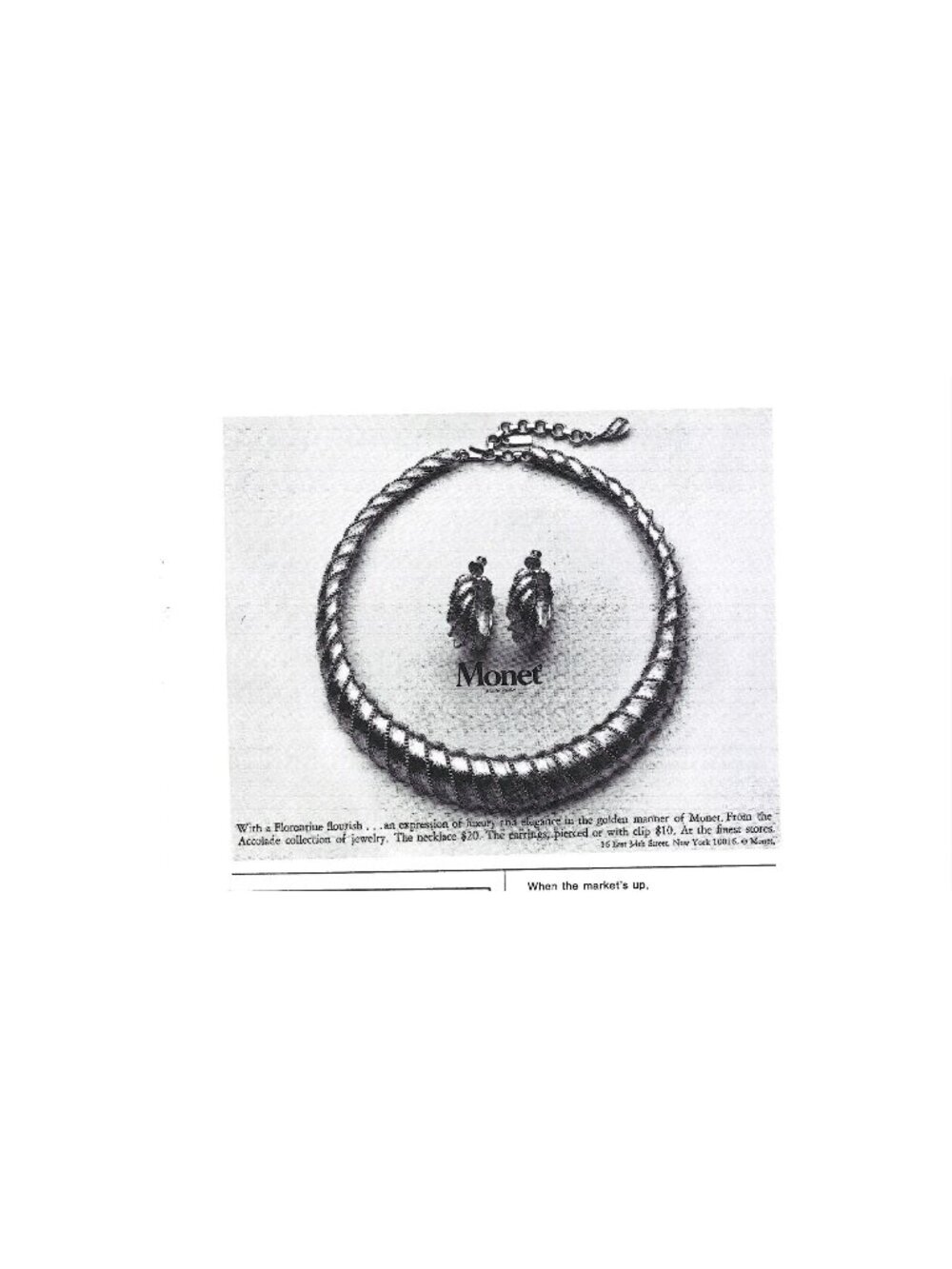 Print Ad Monet Jewelry Accolade Vintage Jewelry AD 1975